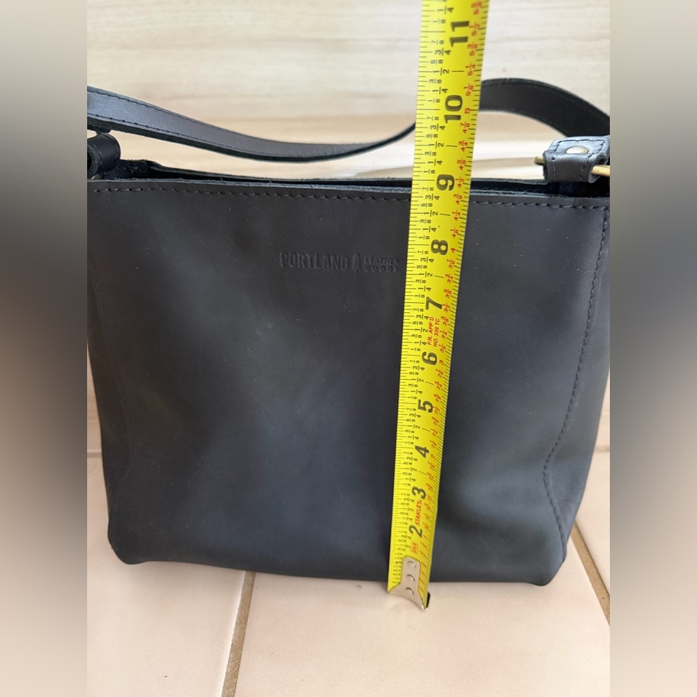Portland Leather Goods Triangle Shoulder Bag Black Hobo Slouchy Minimalist - Picture 11 of 11